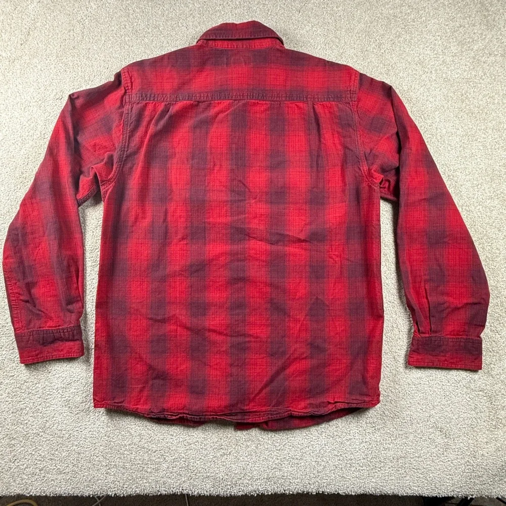Carhartt Mens Relaxed Fit Plaid Flannel Button Down Shirt Red Black Size M 1957